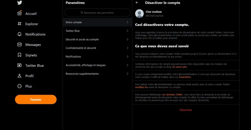 Supprimer son compte Twitter sur un mobile