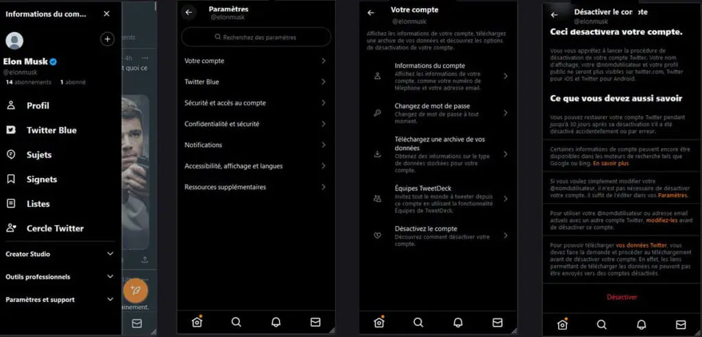 Supprimer son compte Twitter sur un mobile