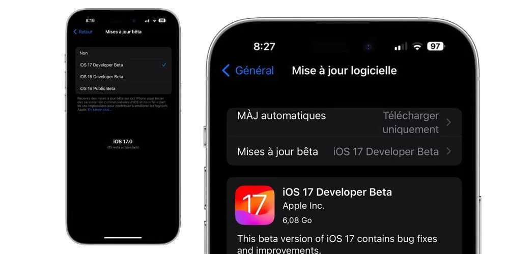 version bêta d'iOS 17