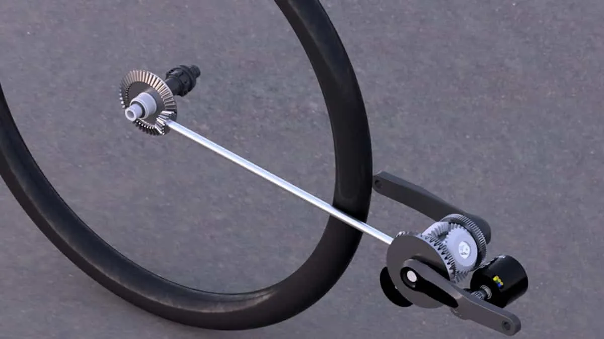 Transmission de la tige du moteur à la roue arrière.