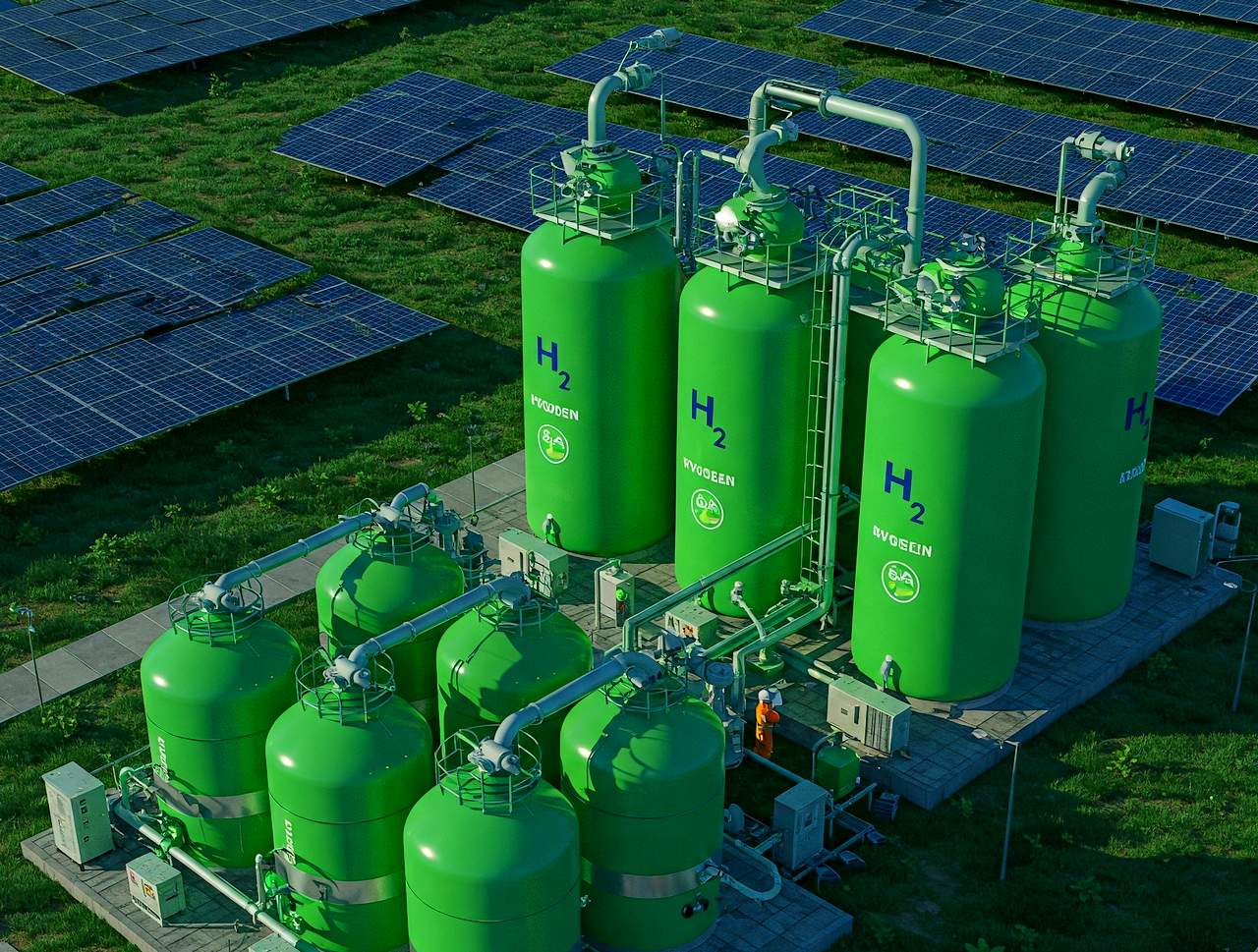 Vue de l'usine d'hydrogène vert de San Juan en construction