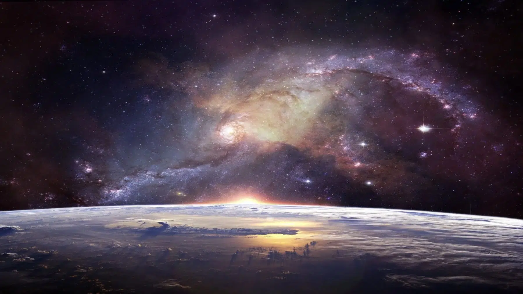 Illustration de l'espace avec des étoiles scintillantes et une planète mystérieuse.
