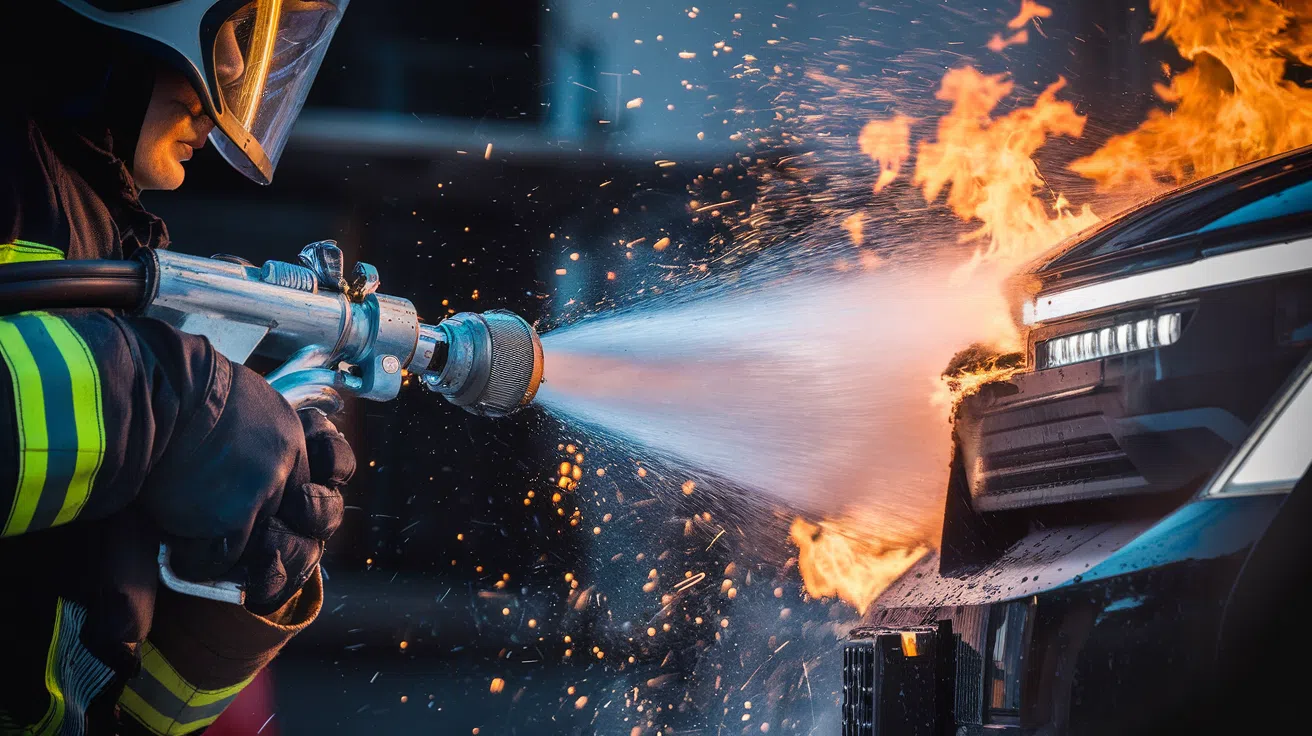 La poseidon nozzle des pompiers dillinois éteint les batteries de voitures électriques
