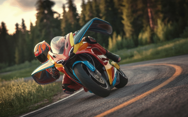 La première moto à aile basculante et direction décalée Un grip