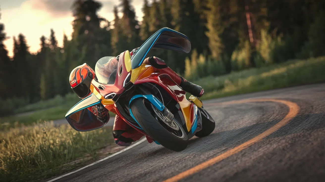 La première moto à aile basculante et direction décalée  Un grip