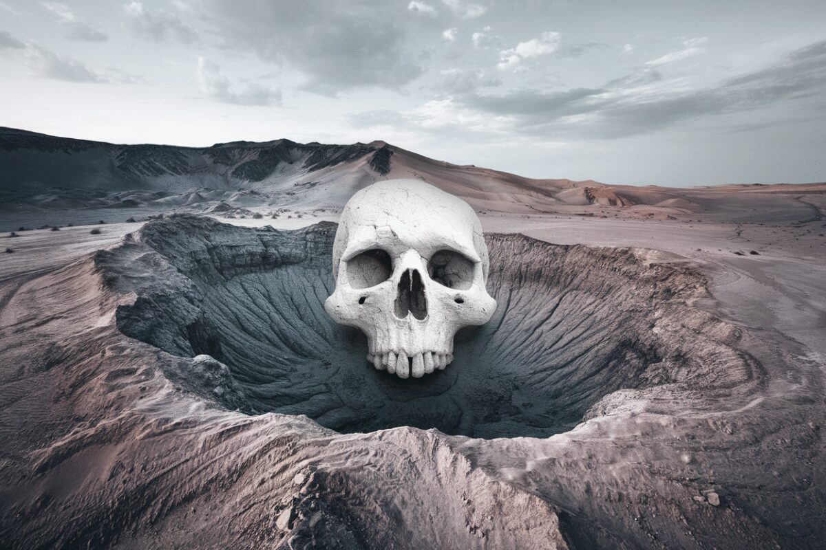 Apparition étrange d'un 'crâne' dans un immense cratère volcanique du sahara : Une découverte fascinante