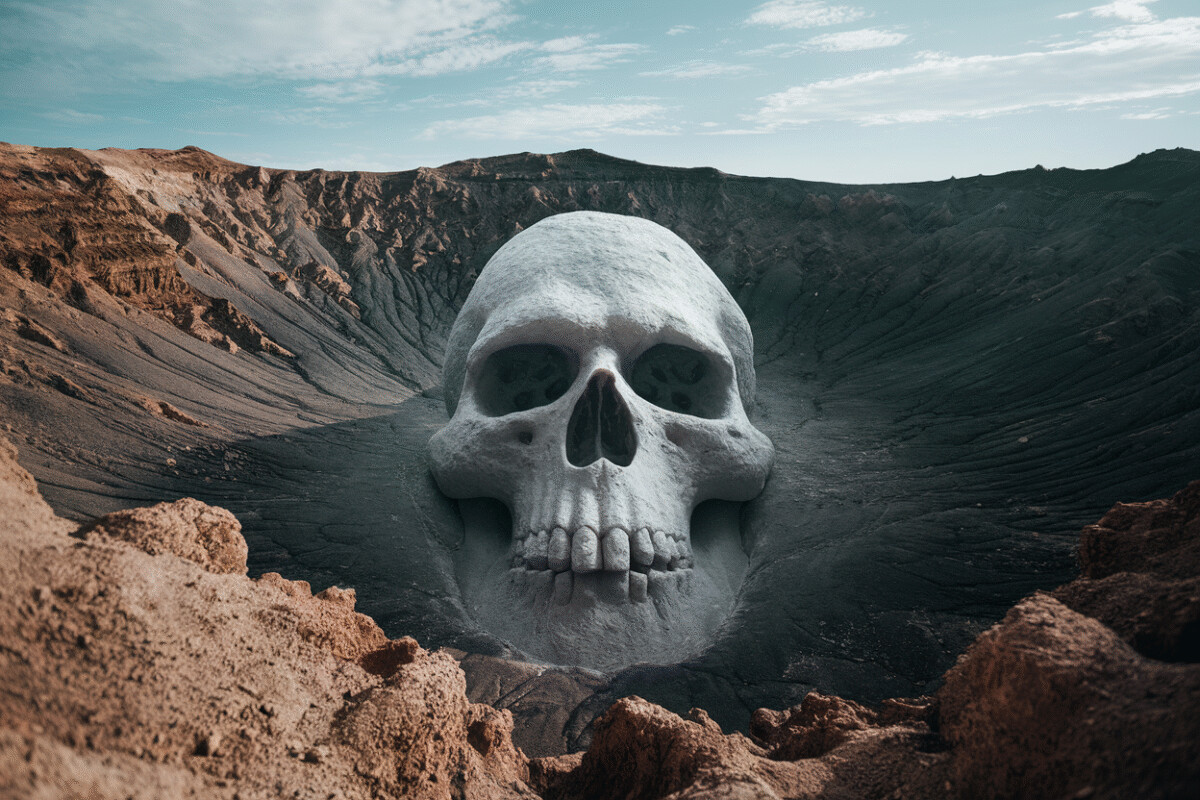 Étrange 'crâne' émerge d'un gouffre volcanique géant dans le sahara Étrange 'crâne' émerge d'un gouffre volcanique géant dans le sahara