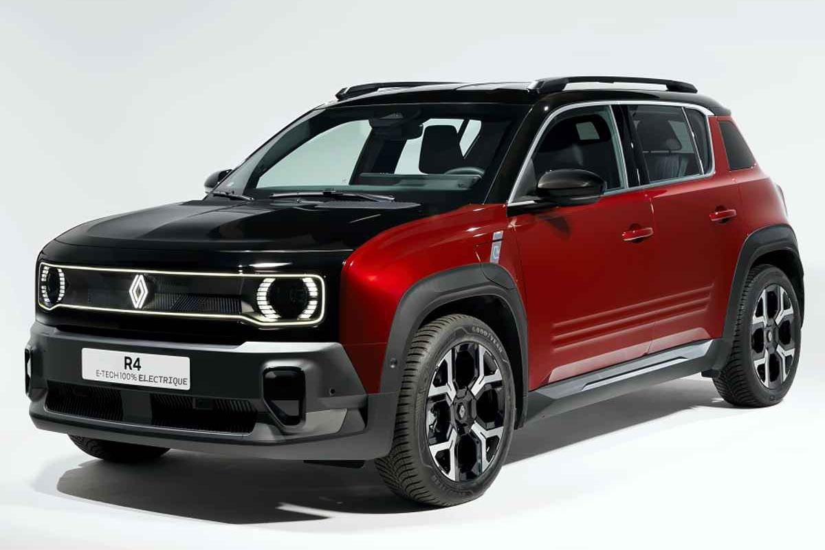 RENAULT-4-E-TEC Renault 4 E-Tech électrique dans un cadre urbain moderne