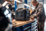 Centrale électrique portable Bluetti Elite 300 testée dans un atelier moderne