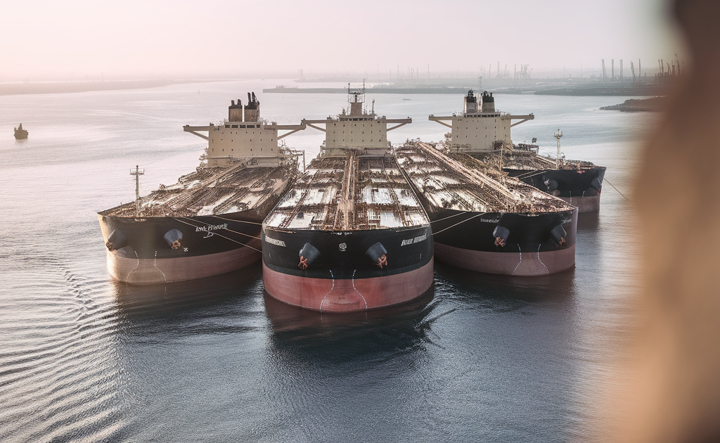 Des pétroliers au mouillage près du détroit d’Ormuz, très rapprochés