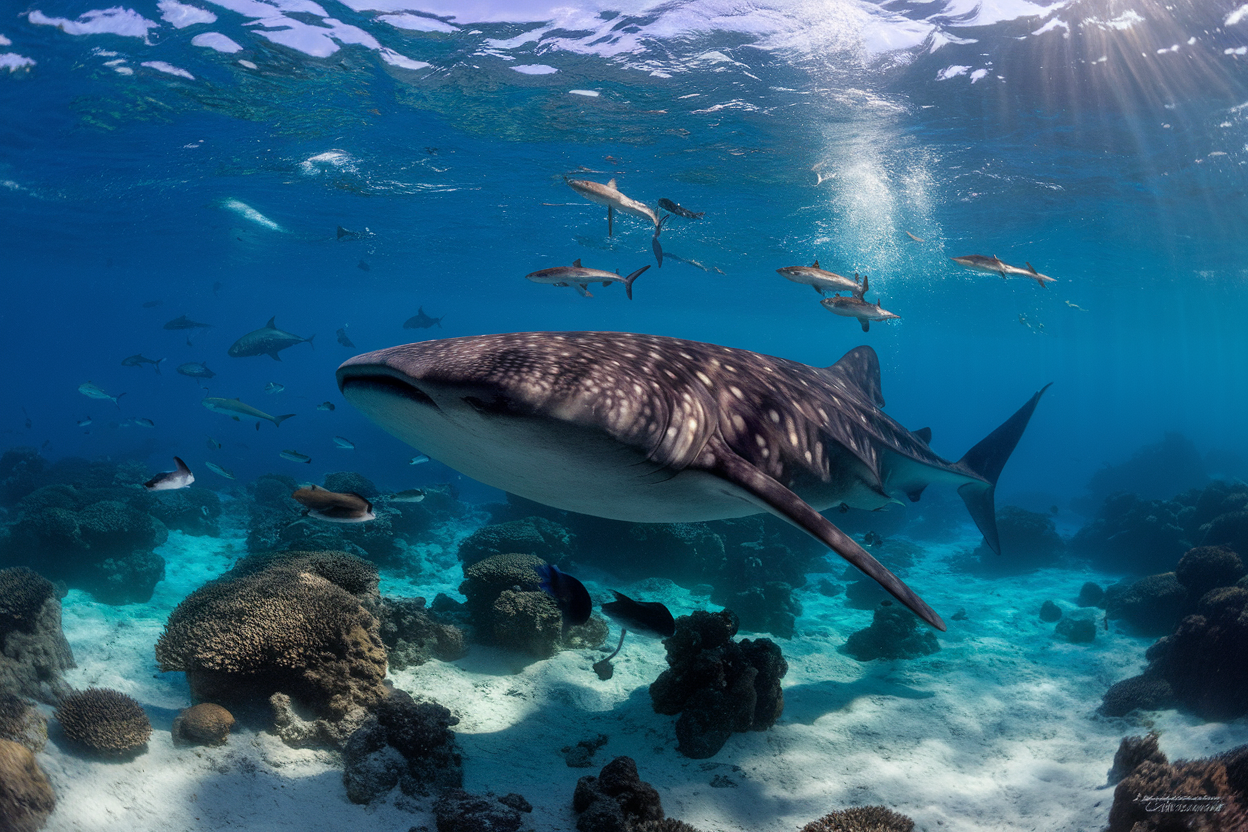 12 m de long, 30 plongeurs témoins, un requin-baleine escorté par 50 poissons, personne n'attendait un tel écosystème