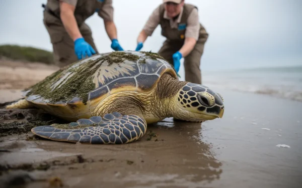 Une tortue de Kemp, espèce menacée, secourue près de Galveston après un échouage inquiétant