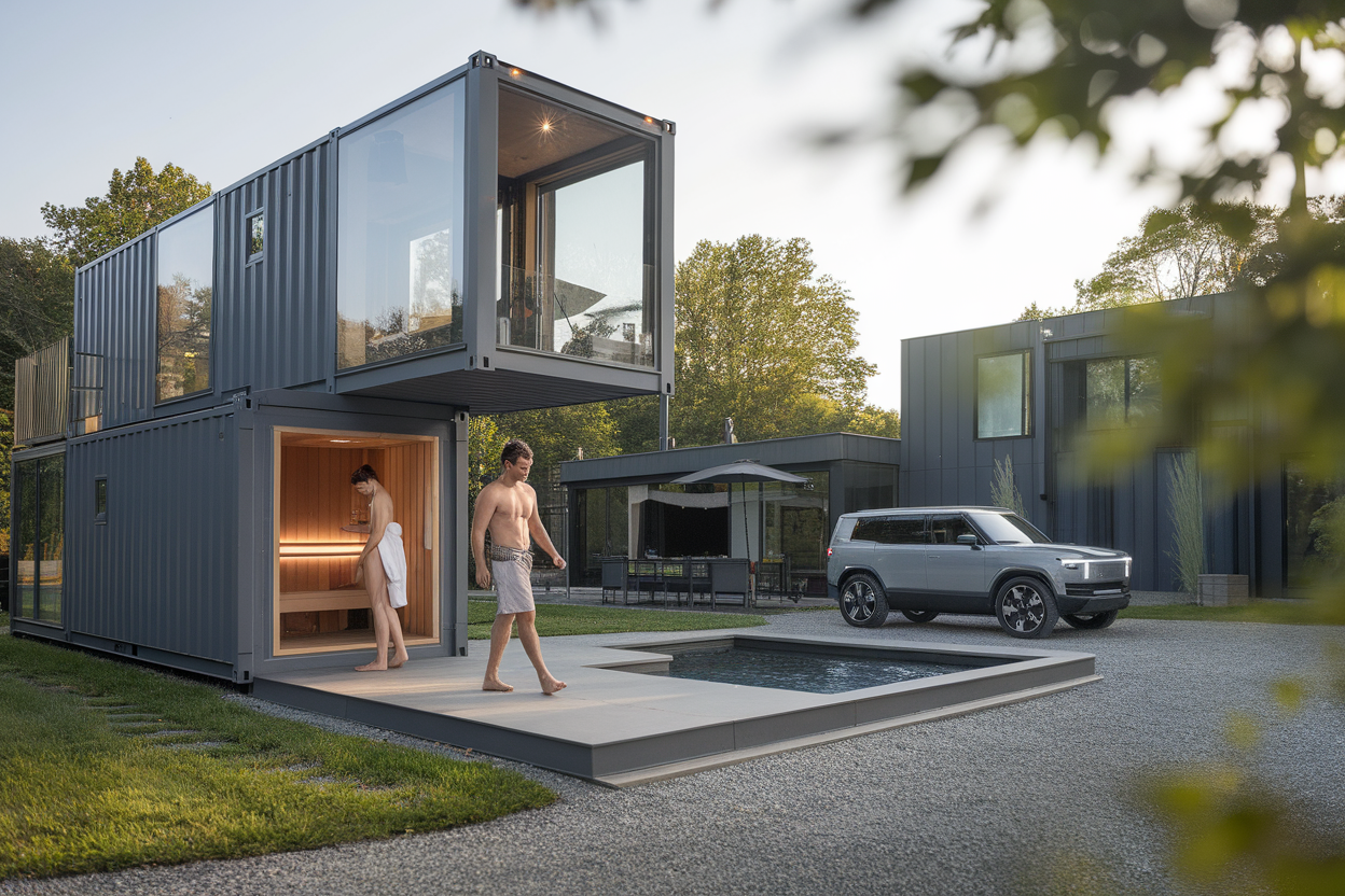 Vermont Villa : une maison en conteneurs avec piscine et sauna, conçue comme une villa compacte