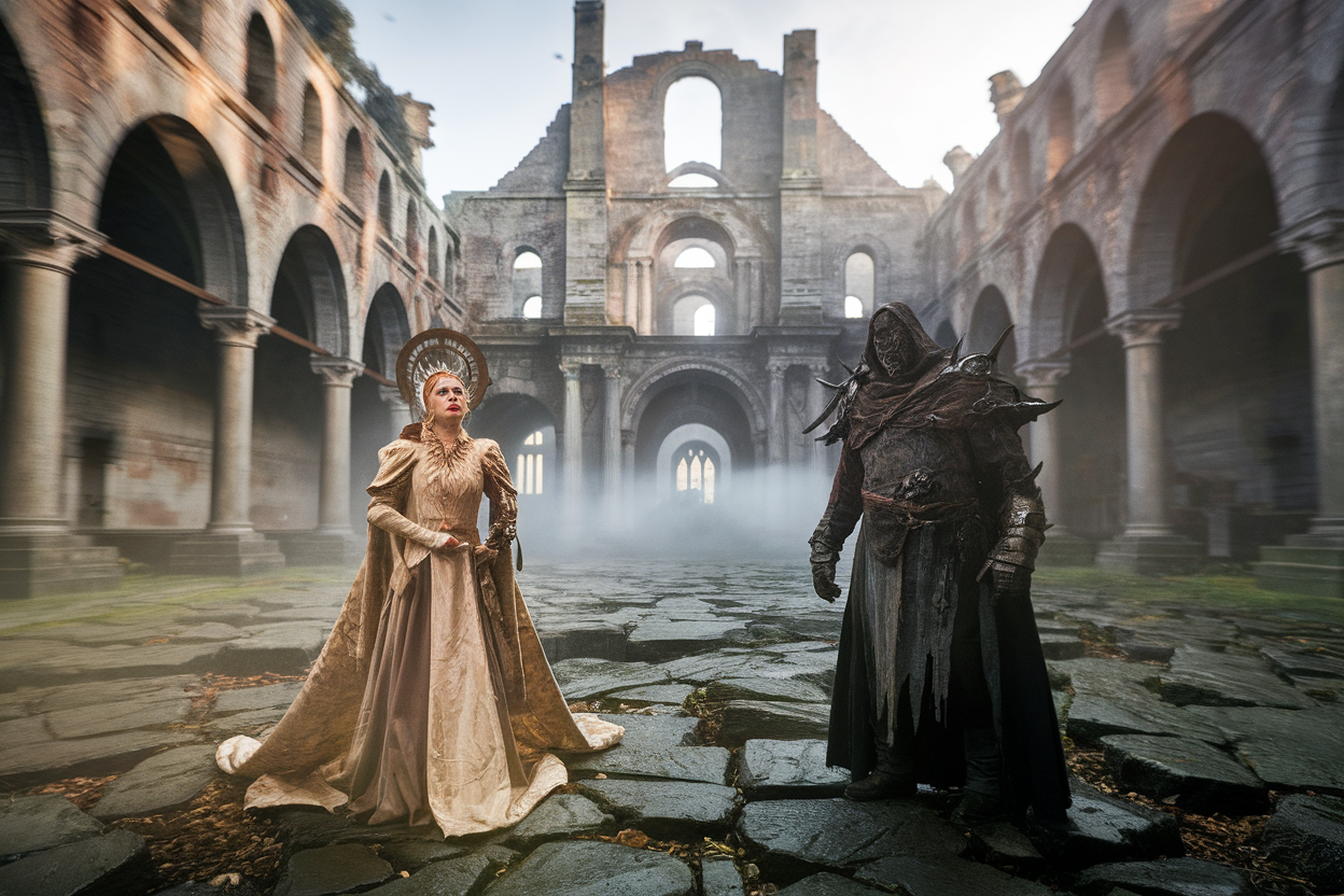 Elden Ring chez A24 : des photos de tournage montrent Marika et le Dung Eater sur le plateau