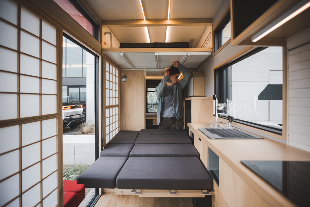 La tiny house Shoji de 12 m² optimise chaque centimètre avec un plan multifonction