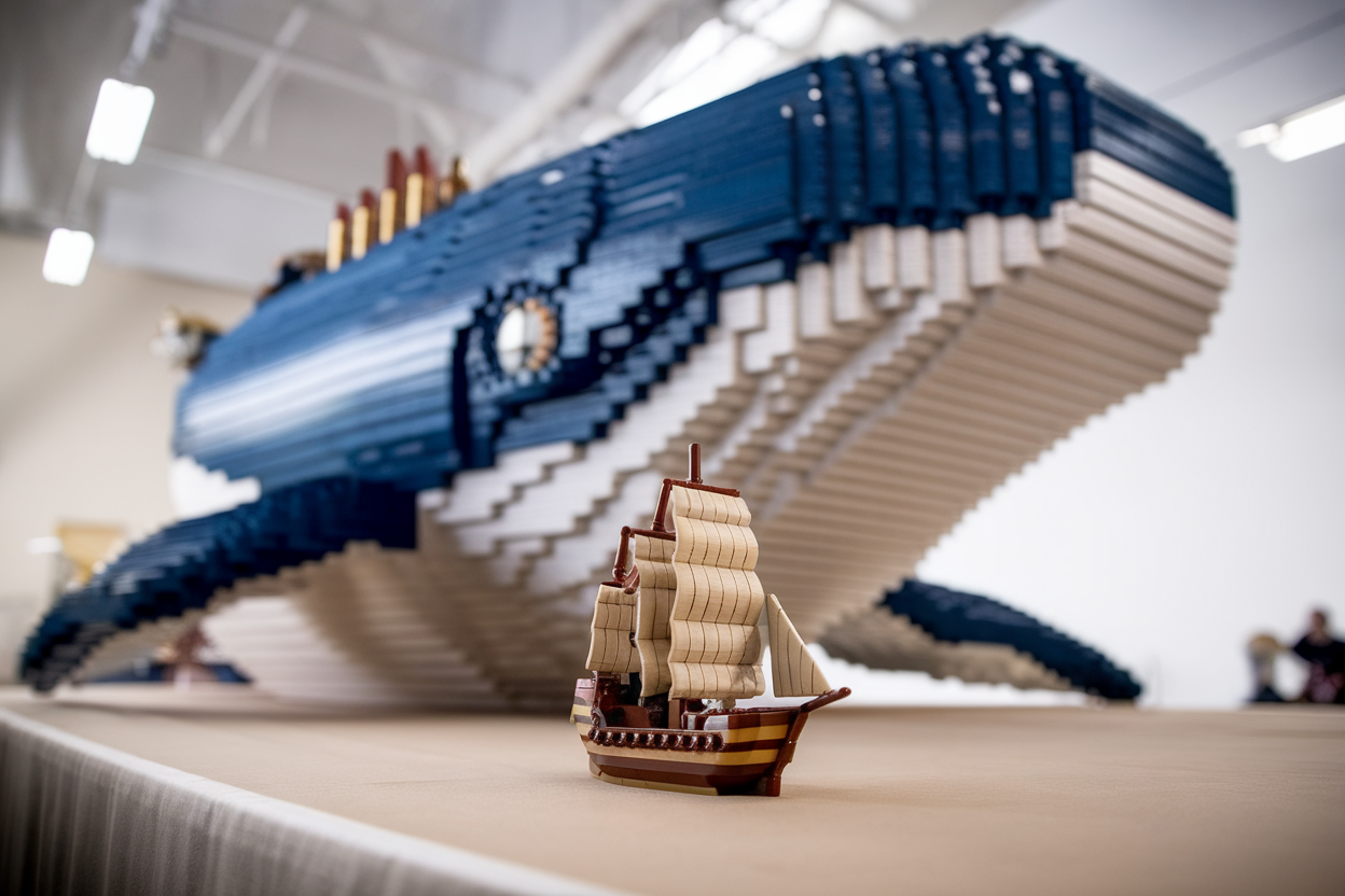 One Piece: un artiste italien recrée le gigantesque baleine Laboon en LEGO, scène à l'échelle