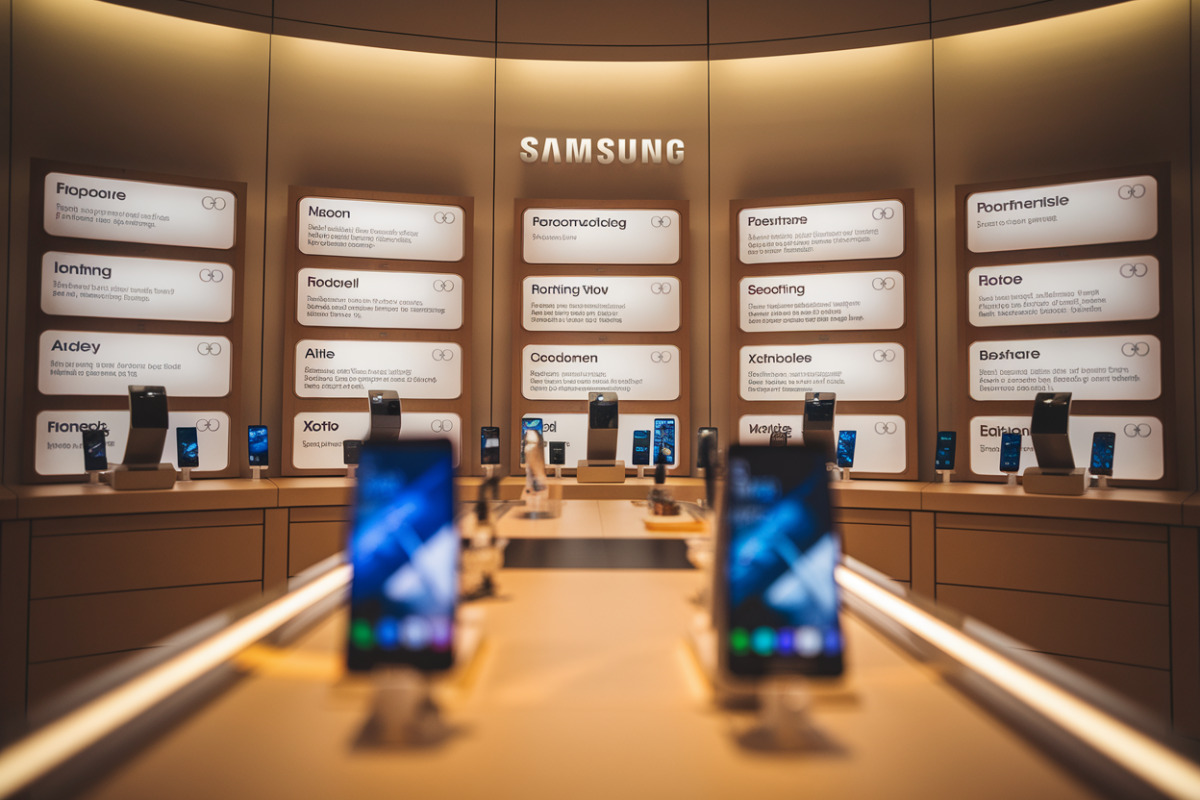 Un smartphone Samsung recevant une mise à jour de sécurité sur son écran d'accueil