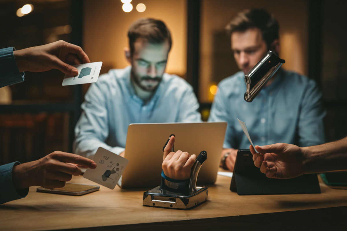 2 développeurs, 3 techniques manipulatrices, ce qui change pour votre confiance en ligne Deux programmeurs analysent des codes malveillants sur écrans d'ordinateur portables.